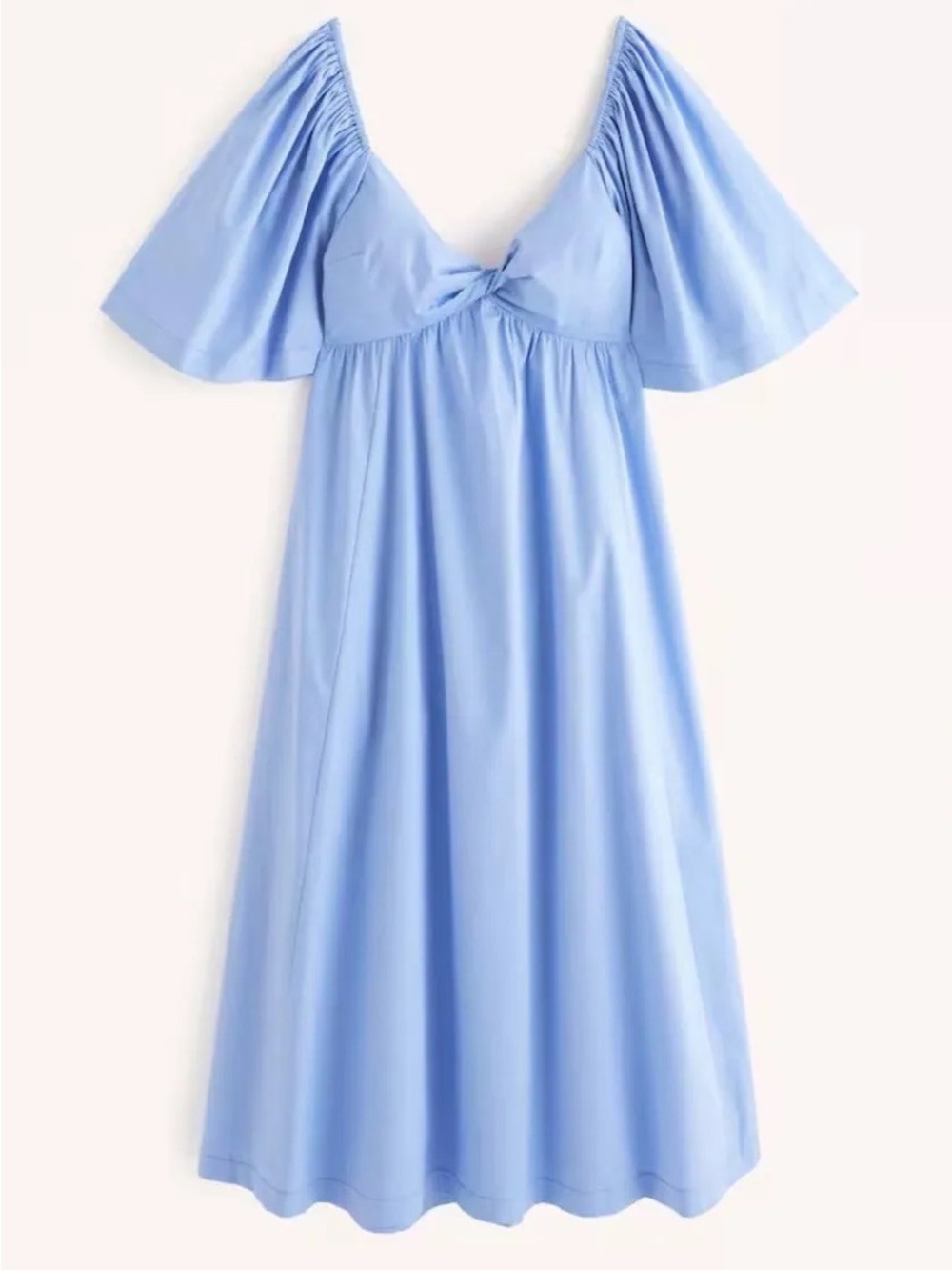 Angel Sleeve Twist-Front Midi Dress